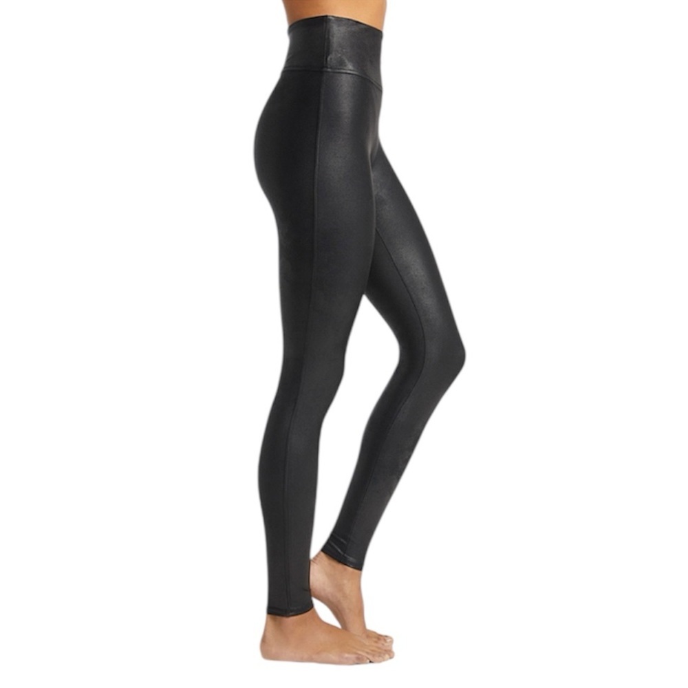 Spanx Women’s Black Faux Leather Leggings Size XL